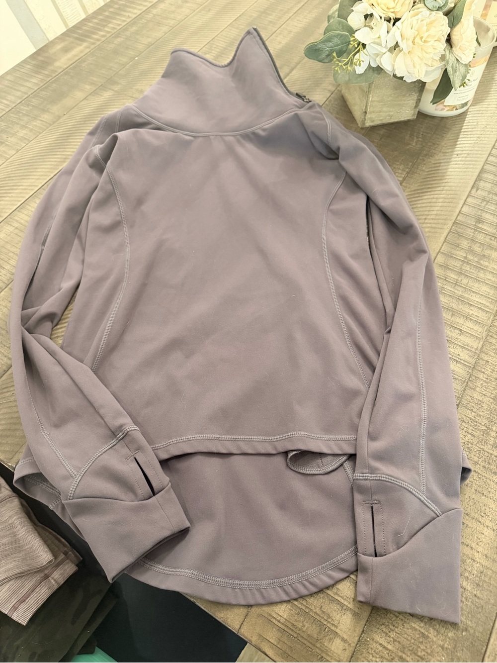 Women’s Long-Sleeve Mock Neck Top in Dusty Lavender - Picture 3 of 4